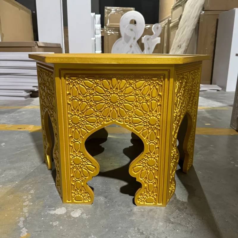 Indian Wedding Decor Supply - Indian Style Floral Pattern Gold Table