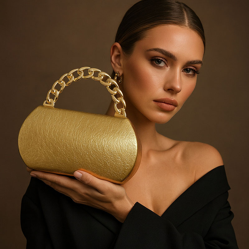 Wedding Vendor - Luxury Gold Metal Buckle Box Clutch